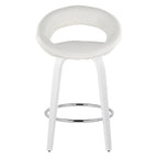 Posh 26" Fixed-Height Counter Stool - Set of 2 - White Wood, White PU, Chrome Metal