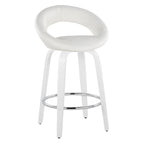 Posh 26" Fixed-Height Counter Stool - Set of 2 - White Wood, White PU, Chrome Metal
