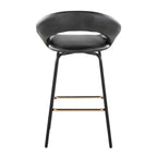 Posh 26" Fixed-Height Counter Stool - Set of 2 - Black Metal, Black Pu, Gold Metal