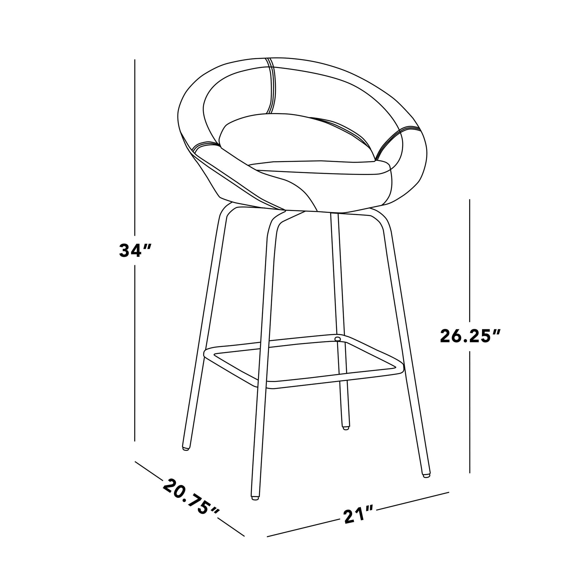 Posh 26" Fixed-Height Counter Stool - Set of 2 - Black Metal, Black Pu, Gold Metal