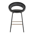 Posh 26" Fixed-Height Counter Stool - Set of 2 - Black Metal, Black Pu, Gold Metal