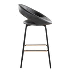 Posh 26" Fixed-Height Counter Stool - Set of 2 - Black Metal, Black Pu, Gold Metal