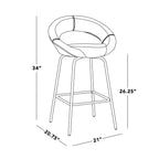 Posh 26" Fixed-Height Counter Stool - Set of 2 - Black Metal, White Pu, Gold Metal