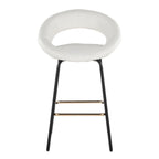 Posh 26" Fixed-Height Counter Stool - Set of 2 - Black Metal, White Pu, Gold Metal