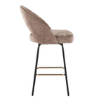 Renee Upholstered 26" Fixed-Height Counter Stool - Set of 2 - Black Metal, Brown Fabric, Gold Metal