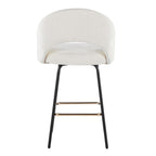 Renee Upholstered 26" Fixed-Height Counter Stool - Set of 2 - Black Metal, Cream Fabric, Gold Metal
