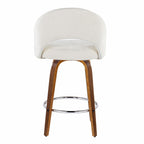 Renee Upholstered 26" Fixed-Height Counter Stool - Set of 2 - Walnut Wood, Cream Fabric, Chrome Metal