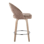 Renee Upholstered 26" Fixed-Height Counter Stool - Set of 2 - Whitewashed Wood, Brown Fabric, Chrome Metal