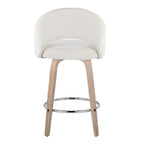 Renee Upholstered 26" Fixed-Height Counter Stool - Set of 2 - Whitewashed Wood, Cream Fabric, Chrome Metal