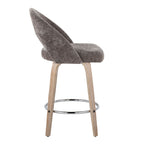 Renee Upholstered 26" Fixed-Height Counter Stool - Set of 2 - Whitewashed Wood, Dark Grey Fabric, Chrome Metal
