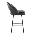 Renee Upholstered 26" Fixed-Height Counter Stool - Set of 2 - Black Metal, Black Pu, Gold Metal