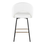 Renee Upholstered 26" Fixed-Height Counter Stool - Set of 2 - Black Metal, White Pu, Gold Metal