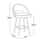 Renee Upholstered 26" Fixed-Height Counter Stool - Set of 2 - Black Metal, White Pu, Gold Metal