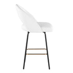 Renee Upholstered 26" Fixed-Height Counter Stool - Set of 2 - Black Metal, White Pu, Gold Metal
