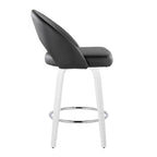 Renee 26" Fixed-Height Counter Stool - Set of 2 - White Wood, Black PU, Chrome Metal