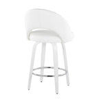 Renee 26" Fixed-Height Counter Stool - Set of 2 - White Wood, White PU, Chrome Metal