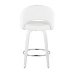 Renee 26" Fixed-Height Counter Stool - Set of 2 - White Wood, White PU, Chrome Metal