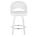 Renee 26" Fixed-Height Counter Stool - Set of 2 - White Wood, White PU, Chrome Metal