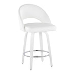 Renee 26" Fixed-Height Counter Stool - Set of 2 - White Wood, White PU, Chrome Metal