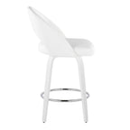 Renee 26" Fixed-Height Counter Stool - Set of 2 - White Wood, White PU, Chrome Metal