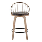 Riley 26" Fixed-Height Counter Stool - Set of 2 - Whitewashed Wood, Black Metal, Antique Copper Metal, Brown PU