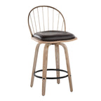 Riley 26" Fixed-Height Counter Stool - Set of 2 - Whitewashed Wood, Black Metal, Antique Copper Metal, Brown PU