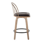Riley 26" Fixed-Height Counter Stool - Set of 2 - Whitewashed Wood, Black Metal, Antique Copper Metal, Brown PU