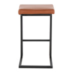 Roman 26" Fixed-Height Counter Stool - Set of 2 - Black Metal, Camel PU