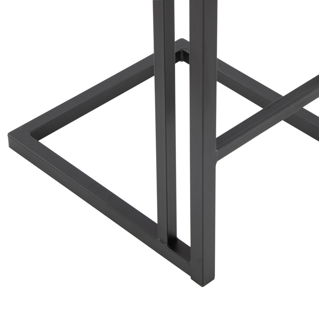 Roman 26" Fixed-Height Counter Stool - Set of 2 - Black Metal, Camel PU