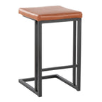Roman 26" Fixed-Height Counter Stool - Set of 2 - Black Metal, Camel PU