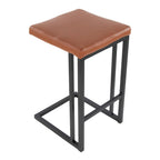 Roman 26" Fixed-Height Counter Stool - Set of 2 - Black Metal, Camel PU
