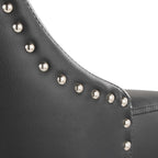 Studded Marcel 26" Fixed-Height Counter Stool - Set of 2 - Zebra Wood, Black PU, Chrome Metal