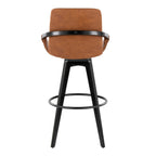 Cosmo 30" Fixed-Height Barstool - Set of 2 - Black Wood, Camel PU, Black Metal