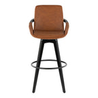 Cosmo 30" Fixed-Height Barstool - Set of 2 - Black Wood, Camel PU, Black Metal