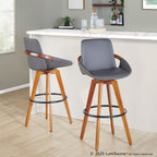 Cosmo 29" Fixed-Height Barstool - Walnut Bamboo, Grey PU, Black Metal