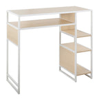 Display-ale Bar Set With Storage - 3 Piece - White Metal, Natural Wood, White Pvc, Chrome Metal