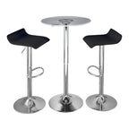 Spyra-ale Bar Set - 3 Piece - Chrome Metal, Clear Acrylic, Black Pvc