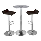 Spyra-ale Bar Set - 3 Piece - Chrome Metal, Clear Acrylic, Brown Pvc