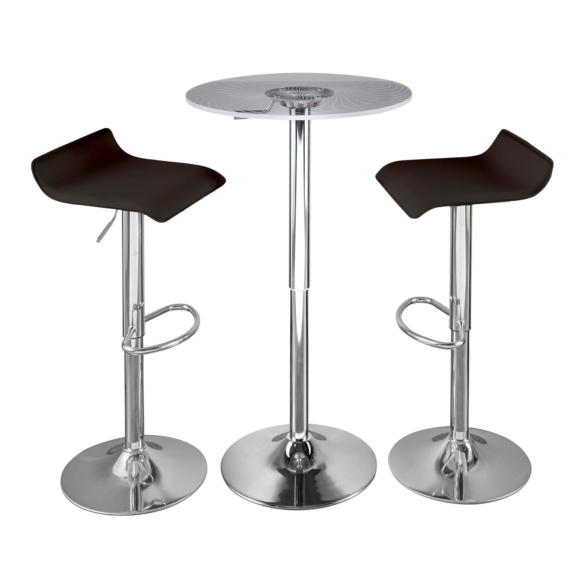 Spyra-ale Bar Set - 3 Piece - Chrome Metal, Clear Acrylic, Brown Pvc