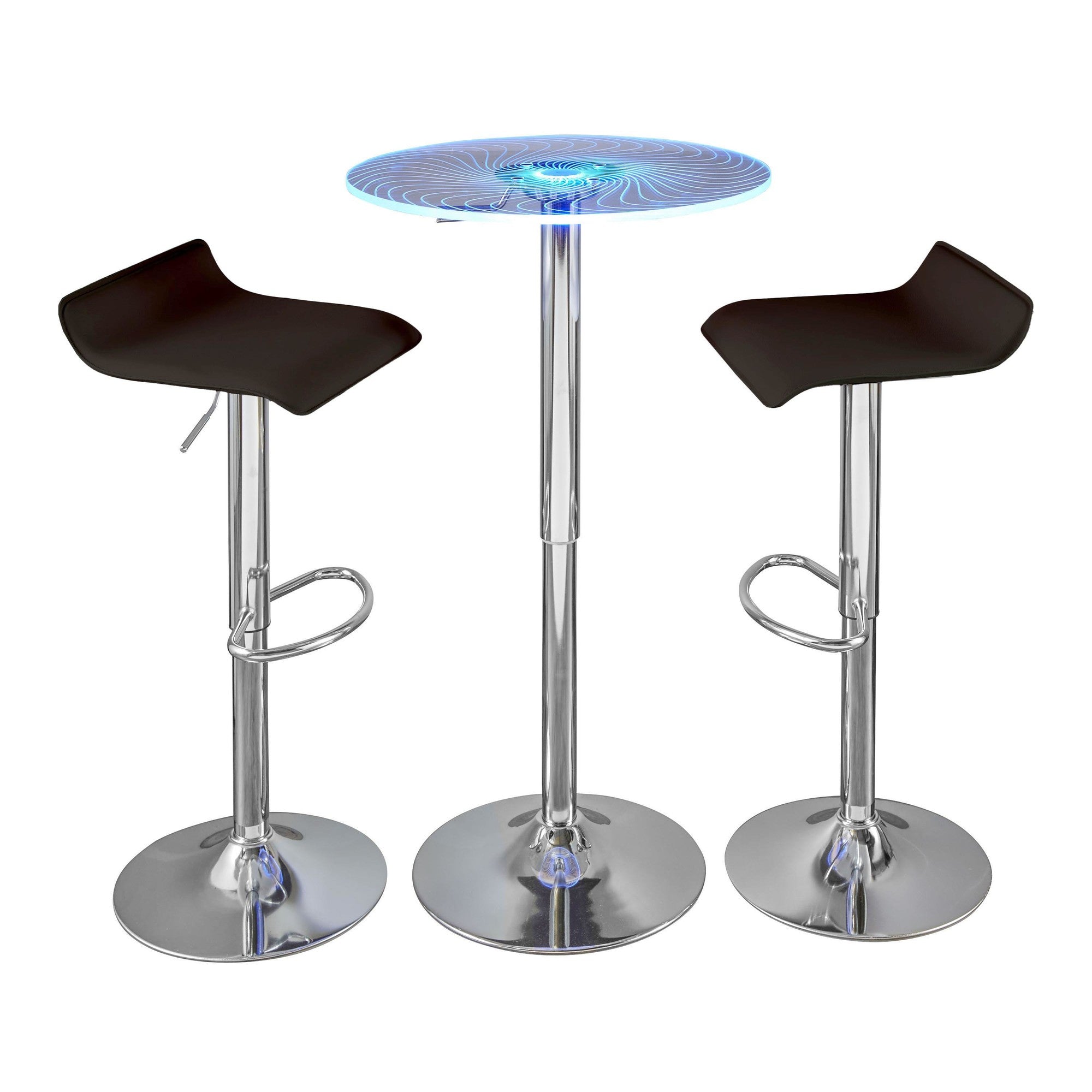Spyra-ale Bar Set - 3 Piece - Chrome Metal, Clear Acrylic, Brown Pvc