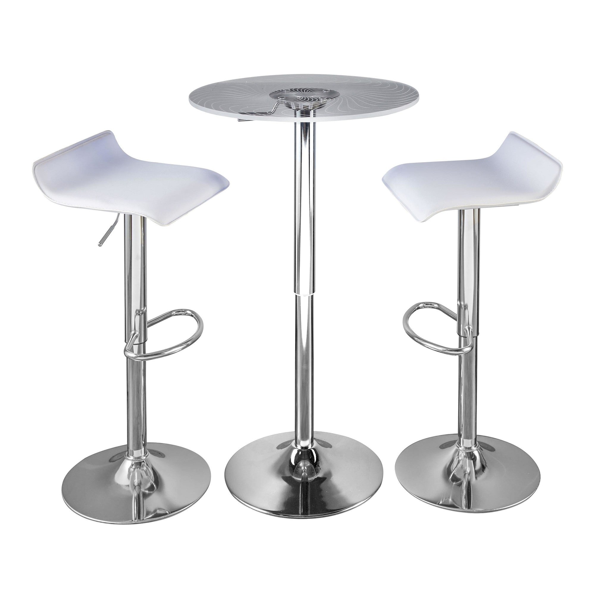 Spyra-ale Bar Set - 3 Piece - Chrome Metal, Clear Acrylic, White Pvc