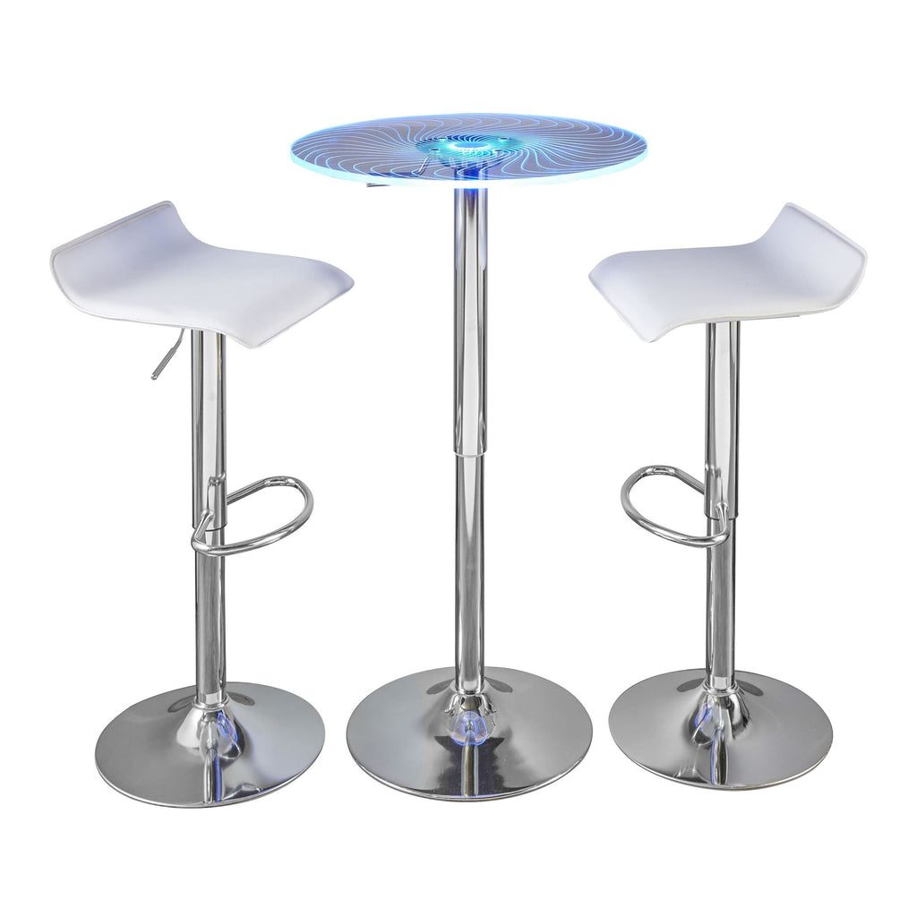 Spyra-ale Bar Set - 3 Piece - Chrome Metal, Clear Acrylic, White Pvc