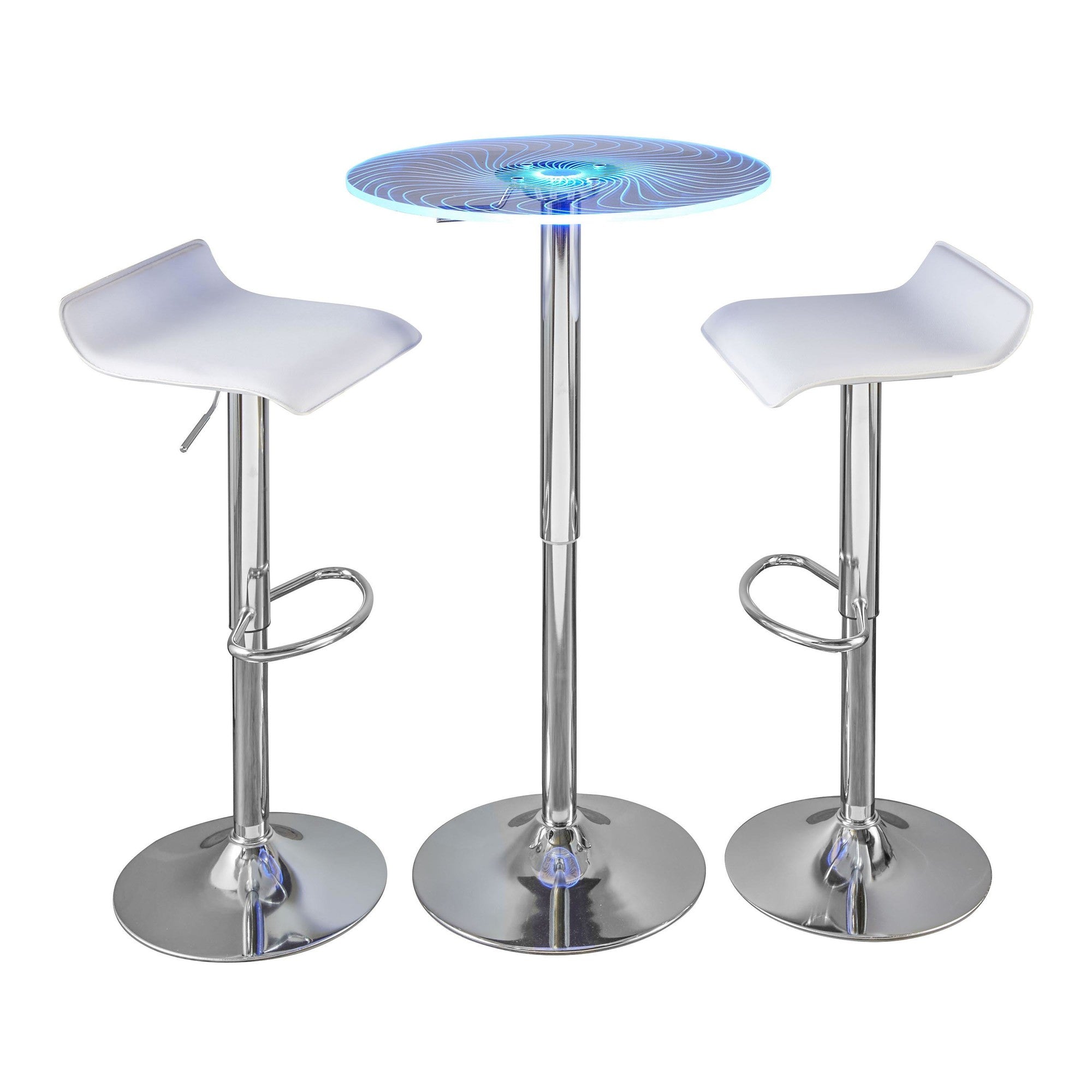 Spyra-ale Bar Set - 3 Piece - Chrome Metal, Clear Acrylic, White Pvc