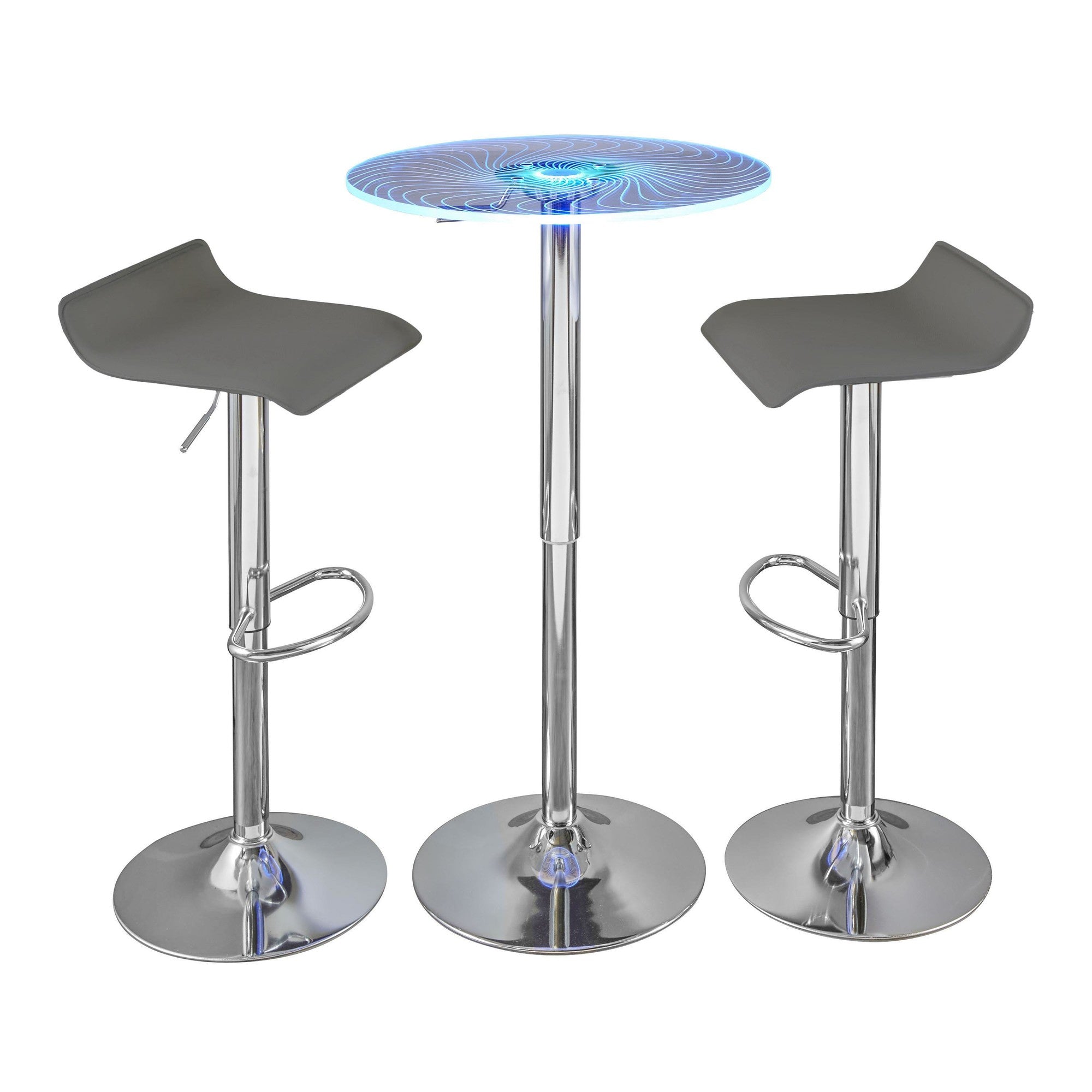 Spyra-ale Bar Set - 3 Piece - Chrome Metal, Clear Acrylic, White Pvc