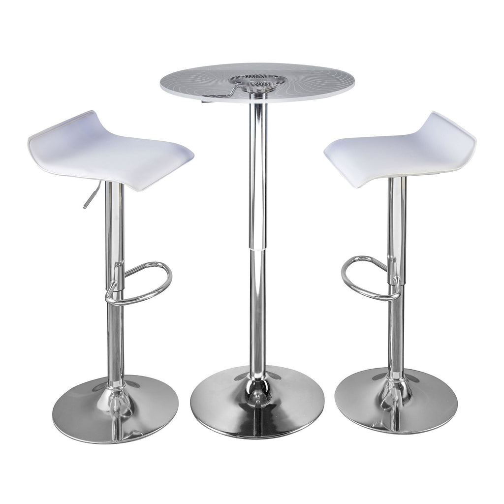 Spyra-ale Bar Set - 3 Piece - Chrome Metal, Clear Acrylic, White Pvc