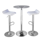 Spyra-ale Bar Set - 3 Piece - Chrome Metal, Clear Acrylic, White Pvc
