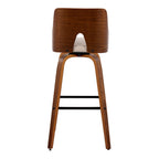 Ariana 30" Fixed-Height Barstool - Set of 2 - Walnut Wood, Beige Fabric, Black Metal