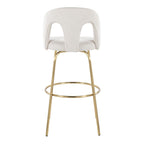 Ava Upholstered 30" Fixed-Height Barstool - Set of 2 - Gold Metal, Snow White Fabric