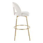 Ava Upholstered 30" Fixed-Height Barstool - Set of 2 - Gold Metal, Snow White Fabric