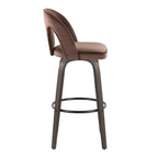 Ava Upholstered 30" Fixed-Height Barstool - Set of 2 - Walnut Glazed Wood, Espresso Velvet, Black Metal